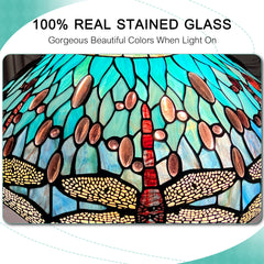ARTZONE Antique Tiffany Table Lamp Stained Glass Bedside Table Lamp