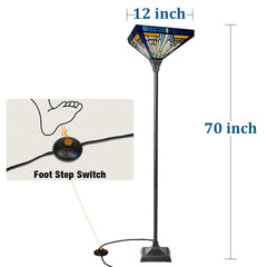 Capulina Tiffany Lamp Blue Amber Stained Glass Torchiere Floor Lamp