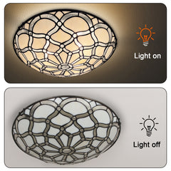 ARTZONE Tiffany Ceiling Lights, Stained Glass Ceiling Light 3-Lights 16 Inch Tiffany Flush Mount Ceiling Light for Bedroom Dining Living Room Entryway Foyer