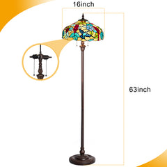Capulina Tiffany Lamp Grape Style Stained Glass Floor Lamp 2-Light