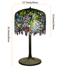 Thatyears Wisteria Tiffany Style Table Lamp – Handcrafted Stained Glass Decorative Lamp for Living Room, Bedroom, Home Office