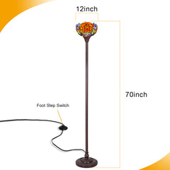 Capulina Tiffany Lamp Red Rose Stained Glass Torchiere Floor Lamp