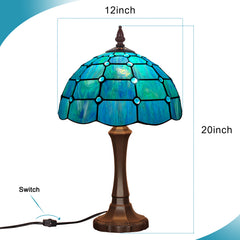 Tiffany Table Lamp 12 inch Blue Beads Style Stained Glass Table Lamp