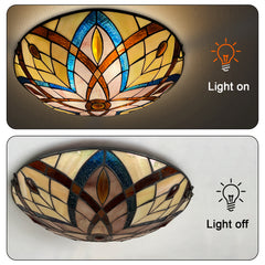 Tiffany Ceiling Lights, Stained Glass Ceiling Light 3-Lights 16 Inch Tiffany Flush Mount Ceiling Light for Bedroom Dining Living Room Entryway Foyer