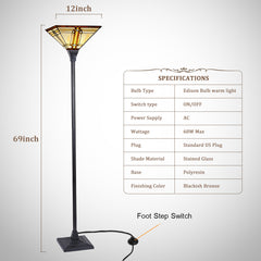 Capulina Tiffany Lamp Mission Cream Stained Glass Torchiere Floor Lamp