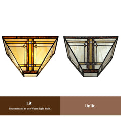Capulina Tiffany Lamp Stained Glass Wall Sconces 2 Light 12 Inches Wide Cream Color Tiffany Style Wall Lights for Hallway Stairway Bedroom Cinema Bathroom Home Office