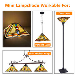 Capulina Tiffany Lamp Shade 12 Inches Wide Accessories Replacement Firecracker Style Stained Glass Lampshade for Torchiere Floor Lamp and Pendant Light