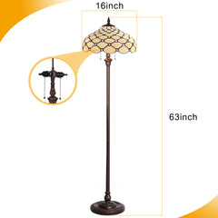 Capulina Tiffany Lamp Antique Beige Beads Stained Glass Floor Lamp 2-Light