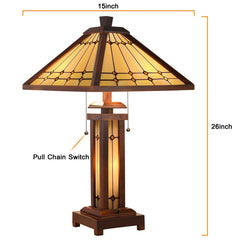 Capulina Tiffany Lamp Mission Cream Stained Glass Table Lamp 3-Light