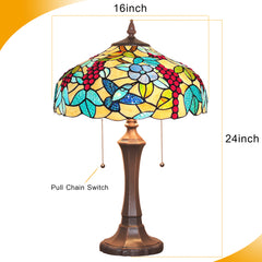 Capulina Tiffany Lamp Grape Style Stained Glass Table Lamp 2-Light