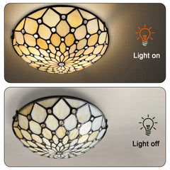 Tiffany Ceiling Lights, Stained Glass Ceiling Light 2-Lights 12 Inch Tiffany Flush Mount Ceiling Light for Bedroom Dining Living Room Entryway Foyer