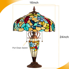 Tiffany Lamp Grapefruit Orange Stained Glass Table Lamp 3-Light