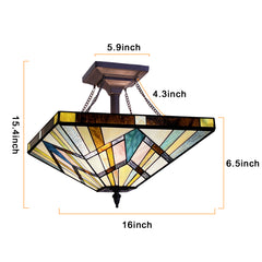Capulina Tiffany Lamp Cream Amber Stained Glass Ceiling Light 3-Light