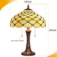 Capulina Tiffany Table Lamp Amber Beads Stained Glass Lamp 2-Light