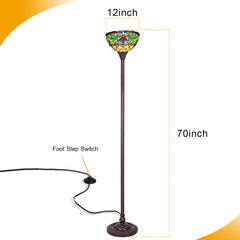 Capulina Tiffany Lamp Antique Rome Stained Glass Torchiere Floor Lamp