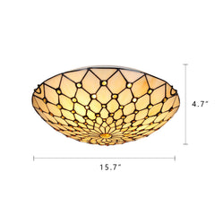 Tiffany Flush Mount Ceiling Light 3-Light 16 Inch Stained Glass Ceiling Light for Bedroom,Living Room, Entryway,Foyer