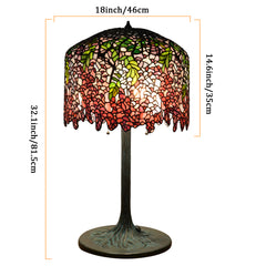 Thatyears Pink Wisteria Tiffany Style Table Lamp – Handcrafted Stained Glass Decorative Lamp for Living Room, Bedroom, Home Office