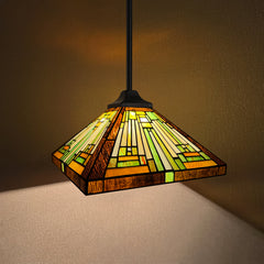 Capulina Tiffany Lamp Shade 12 Inches Wide Accessories Replacement Amber Brown Mission Tiffany Style Stained Glass Lampshade for Torchiere Floor Lamp and Pendant Light