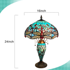 ARTZONE Tiffany Table Lamp with Nighlight Antique Stained Glass Table Lamp