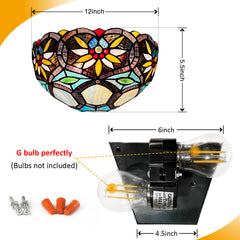 Capulina Tiffany Lamp Sunflower Style Stained Glass Wall Sconce 12" Wide