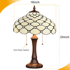 Capulina Tiffany Lamp Beige Beads Stained Glass Table Lamp 2-Light
