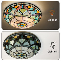 Tiffany Ceiling Lights, Stained Glass Ceiling Light 3-Lights 16 Inch Tiffany Flush Mount Ceiling Light for Bedroom Dining Living Room Entryway Foyer