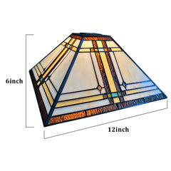 Capulina Tiffany Lamp Shade 12 Inches Wide Accessories Replacement Cream Mission Style Stained Glass Lampshade Only for Table Lamp