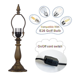 Cotoss Tiffany Table Lamp,Handcrafts Stained Glass Style Table Light,Blue Small Desk Bedside Table Night Lamp for Living Room Bedroom Study Office Bookcase Desk Light