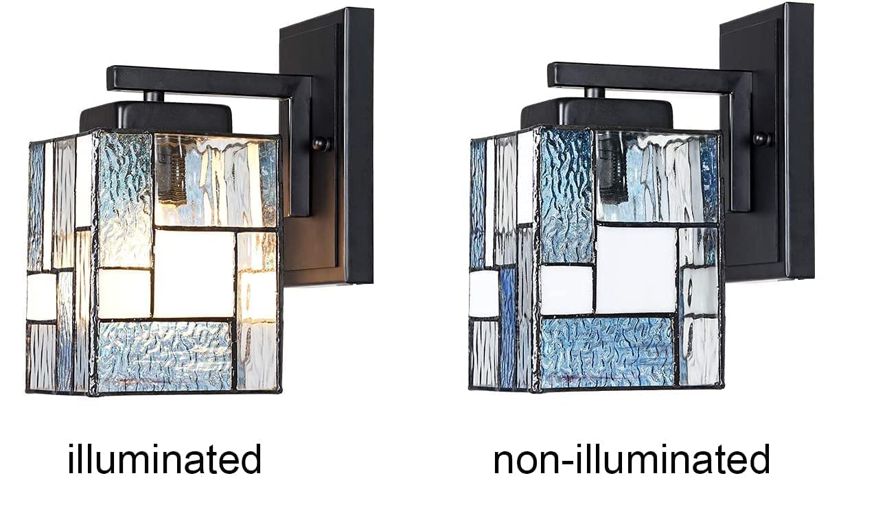 ARTZONE Tiffany Modern Style Wall Sconces 1-Light, Stained Glass Wall Lamp Lighting for Bedroom, Bathroom, Living Room