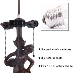 Capulina Tiffany Table Lamp Base Replacement for 14-18 Inches Lampshade Pole Height 26.7 Inches Bronze Finished Zinc Alloy Base