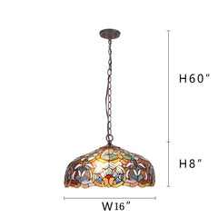 Capulina Tiffany Lamp Victorian Flower Stained Glass Pendant Light 2-Light