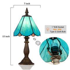 Cotoss Tiffany Table Lamp,Handcrafts Stained Glass Style Table Light,Small Desk Bedside Table Night Lamp for Living Room Bedroom Study Office Bookcase Desk Light