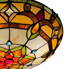 Tiffany Ceiling Lights, Stained Glass Ceiling Light 3-Lights 16 Inch Tiffany Flush Mount Ceiling Light for Bedroom Dining Living Room Entryway Foyer