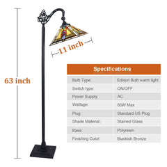 Thatyears Tiffany Floor Lamps Firecracker Style Stained Glass 16X16X63 Inches Antique Pole Standing Reading Lamps Decor Living Room Bedroom Home Office