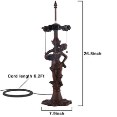 Capulina Tiffany Table Lamp Base Replacement for 14-18 Inches Lampshade Pole Height 26.7 Inches Bronze Finished Zinc Alloy Base