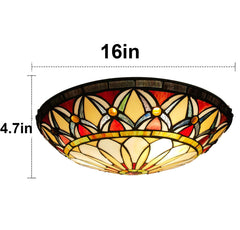 ARTZONE Tiffany Ceiling Lights, Stained Glass Ceiling Light 3-Lights 16 Inch Tiffany Flush Mount Ceiling Light for Bedroom Dining Living Room Entryway Foyer