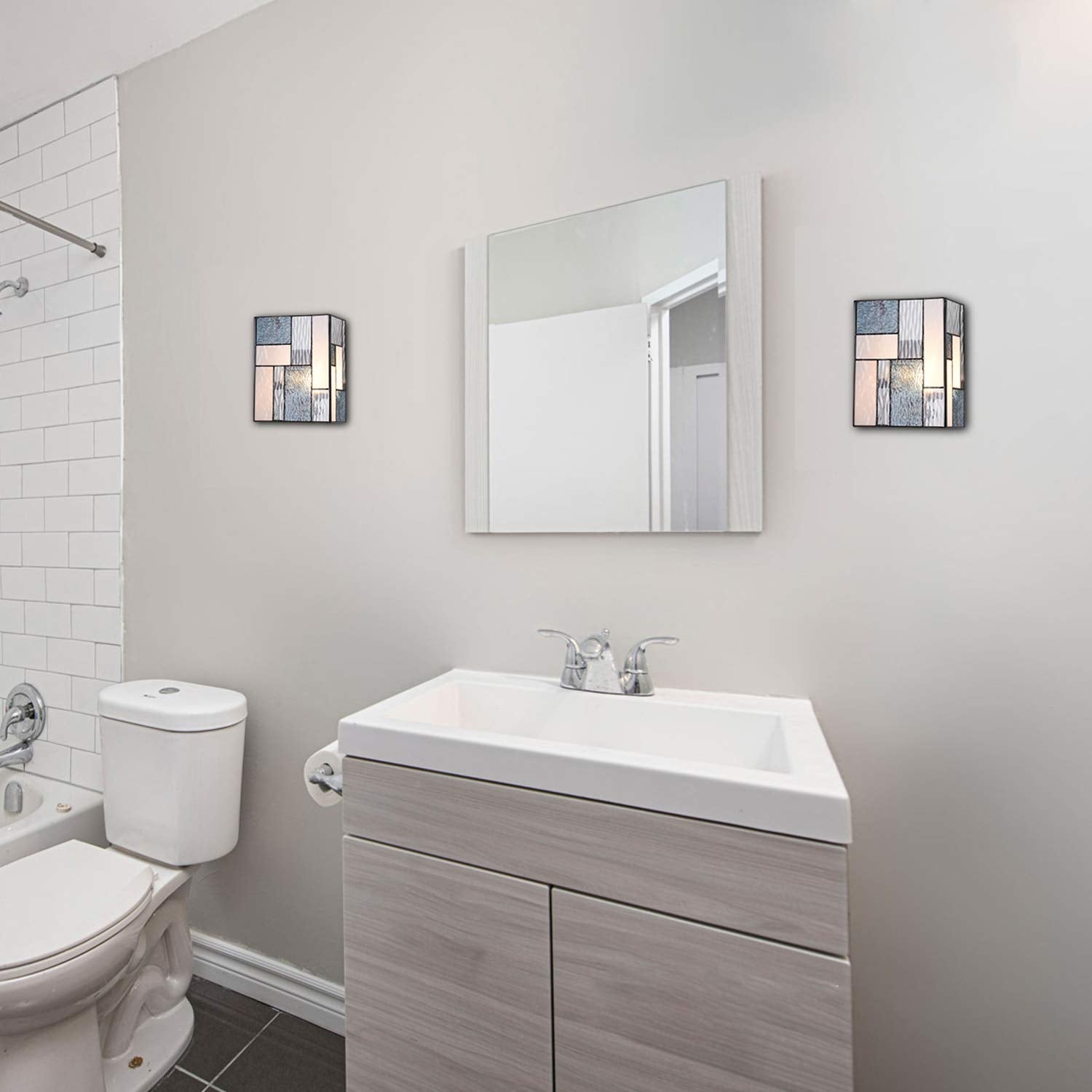 ARTZONE ONE Tiffany Wall Sconces 5.1x7.8x9.8 Inches, Modern Tiffany Style Wall Sconces Stained Glass Wall Light for Bedroom/Bathroom/Livingroom/Corridor/Stairway