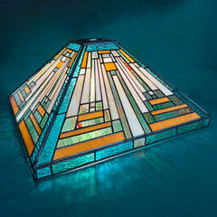 Capulina Tiffany Lamp Shade 16 Inches Wide Accessories Replacement Amber Green Style Stained Glass Lampshade for Table Lamp Floor Lamp