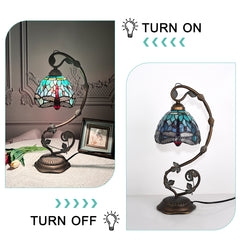 ARTZONE Antique Tiffany Lamp Stained Glass Tbale Lamp