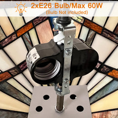 Capulina Tiffany Lamp Cream Amber Stained Glass Ceiling Light 2-Light
