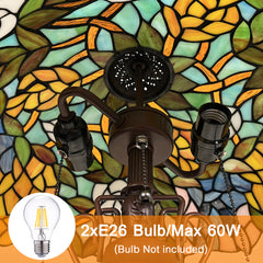 Capulina Tiffany Lamp Wisteria Style Stained Glass Table Lamp 3-Light