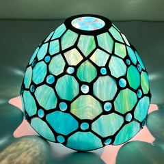 Capulina Tiffany Lamp Shade 7 Inches Wide Accessories Replacement Seagrass Blue Beads Style Stained Glass Lampshade for Hanging Lamp Pendant Light Chandelier Wall Sconces Accent Lamp