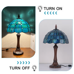 Tiffany Table Lamp 12 inch Blue Beads Style Stained Glass Table Lamp