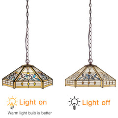 Capulina Tiffany Lamp Hexagon Virgin Stained Glass Pendant Lights 2-Light
