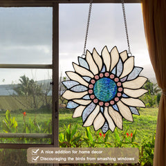 Capulina Sunflower Stained Glass Window Hangings Suncatcher for Window,Handmade Tiffany Glass Crafts for Family and Friends
