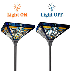 Capulina Tiffany Lamp Blue Amber Stained Glass Torchiere Floor Lamp