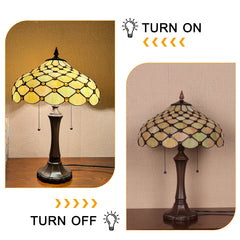 Capulina Tiffany Table Lamp Amber Beads Stained Glass Lamp 2-Light