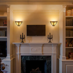 Capulina Tiffany Lamp Stained Glass Wall Sconces 2 Light 12 Inches Wide Cream Color Tiffany Style Wall Lights for Hallway Stairway Bedroom Cinema Bathroom Home Office