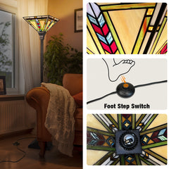 Capulina Tiffany Lamp Firecracker Mission Stained Glass Torchiere Floor Lamp