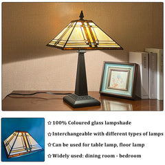 Capulina Tiffany Lamp Shade 12 Inches Wide Accessories Replacement Cream Mission Style Stained Glass Lampshade Only for Table Lamp
